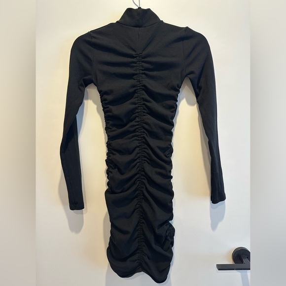 Zara Black Long Sleeve Ruched Dress - Picture 4 of 7